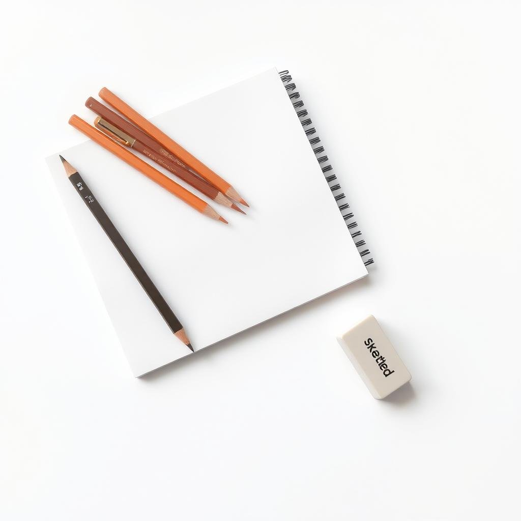 Simple sketch setup with pencils and paper