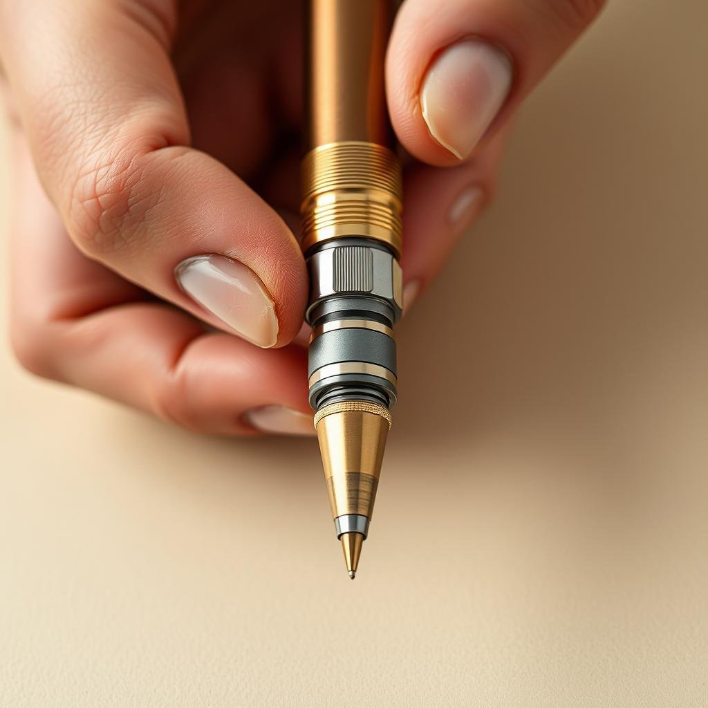 Twist-mechanism mechanical pencil being rotated to advance lead