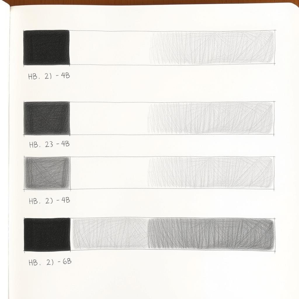 Value scales created with different pencil grades