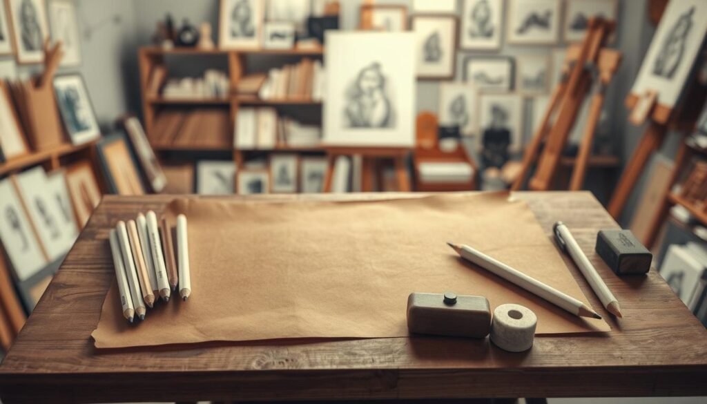 preparing toned paper workspace