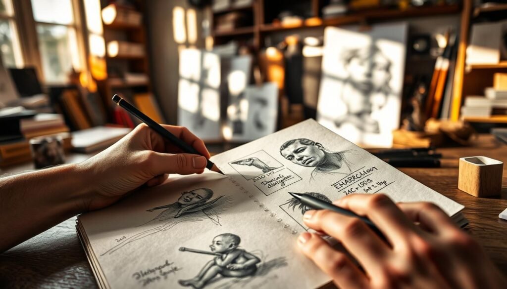 sketching and shading techniques with charcoal pencil