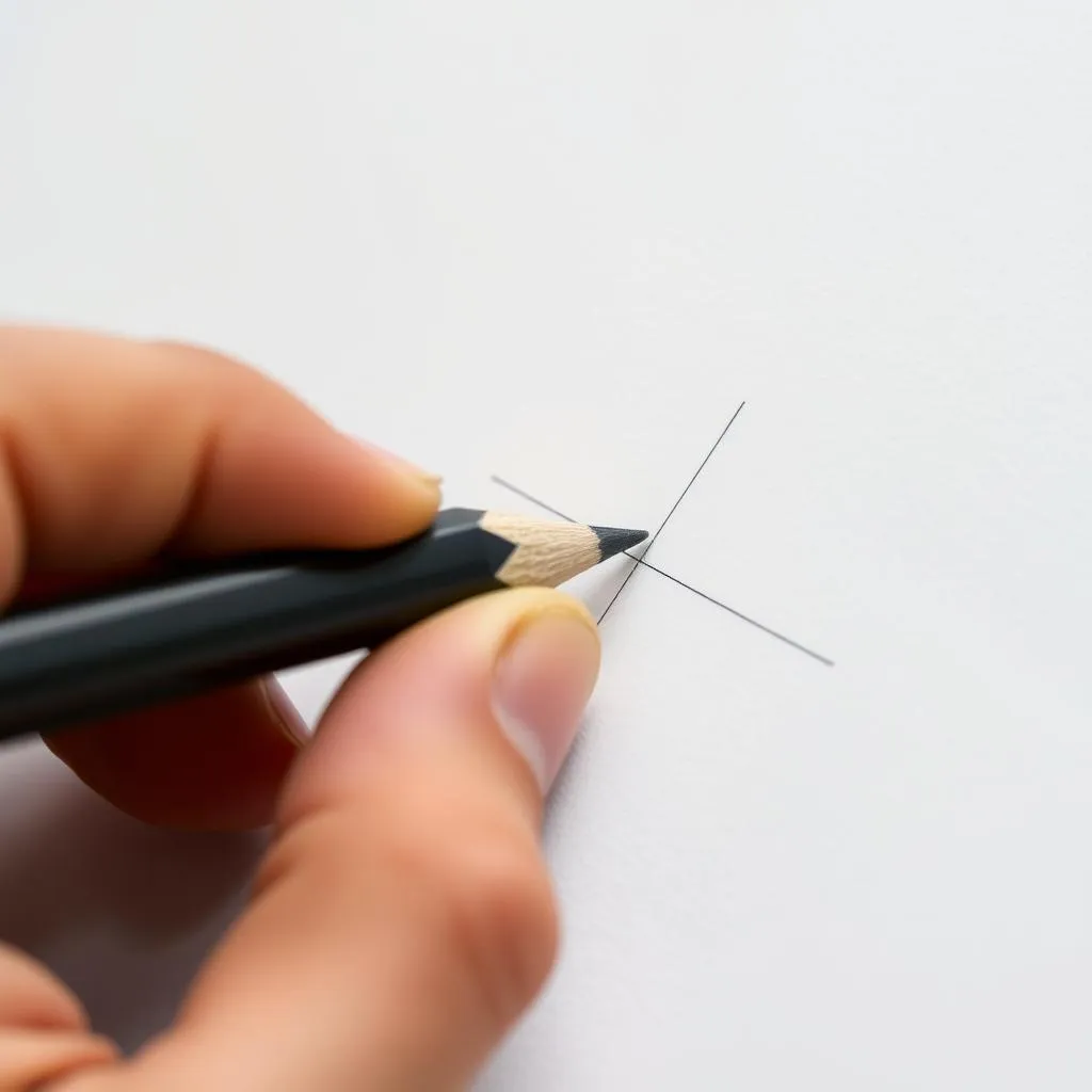 Artist using mechanical pencil for detailed cross-hatching technique