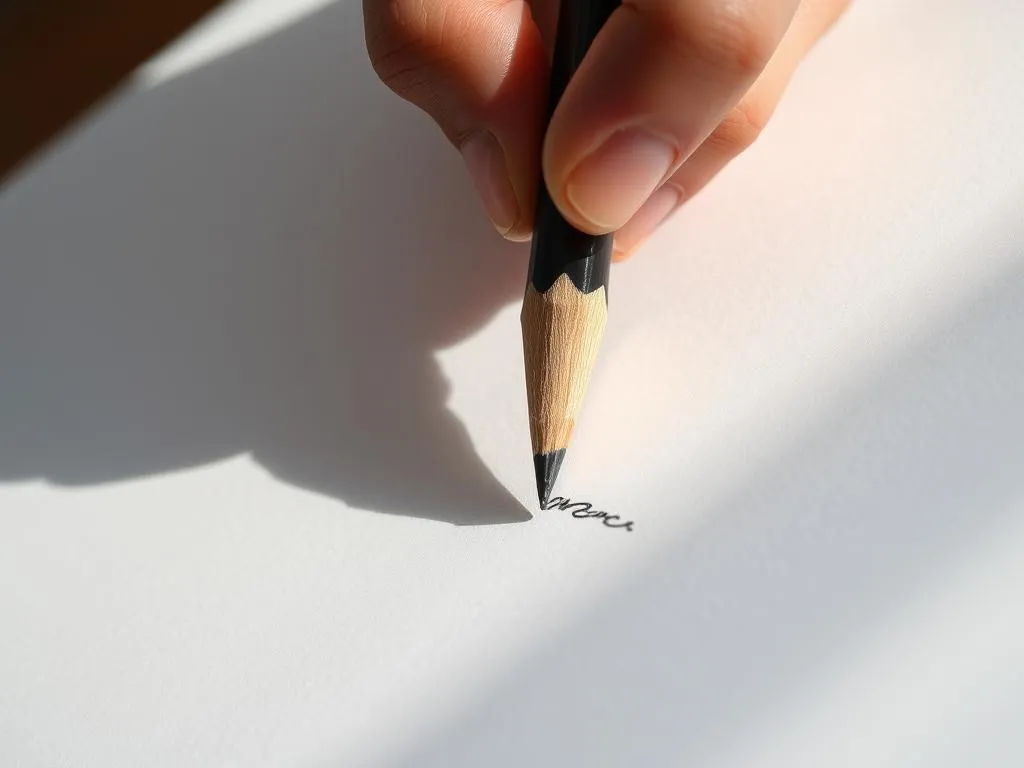 Artist's hand drawing with a pencil on paper, showing shading techniques