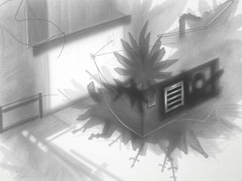 Bold charcoal pencil drawing showing dramatic shadows and contrast