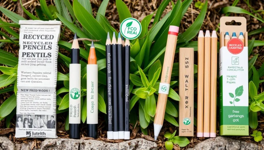 Eco-friendly pencils made from recycled materials and sustainable wood sources