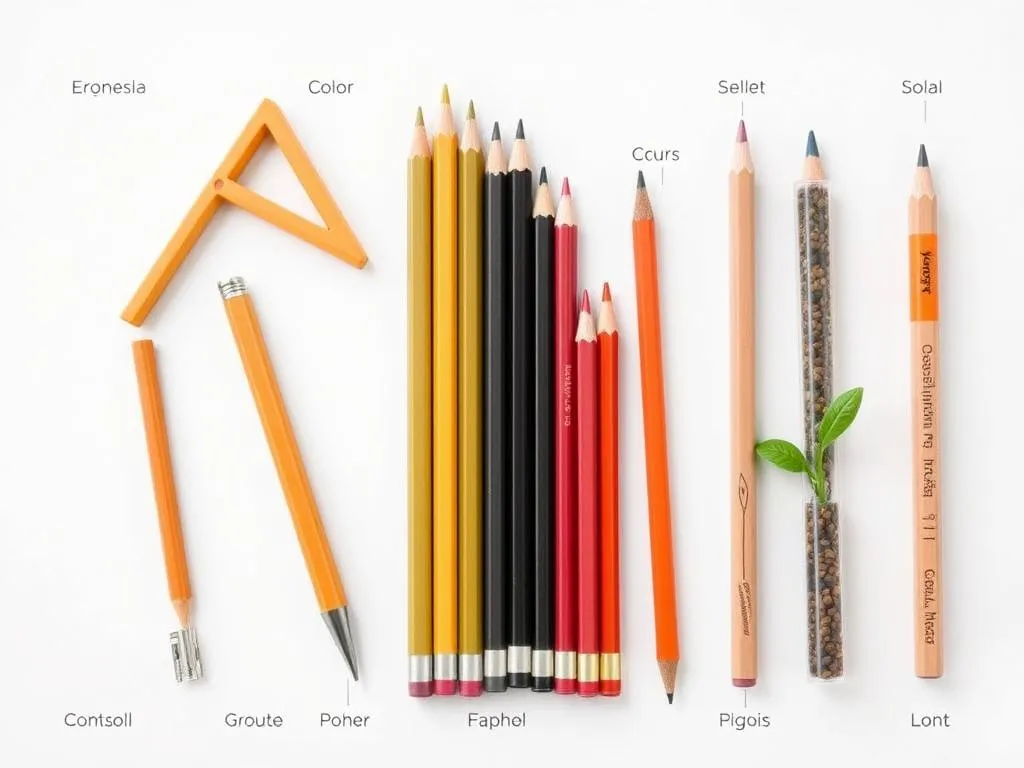 Modern innovative pencil designs including ergonomic shapes and plantable pencils