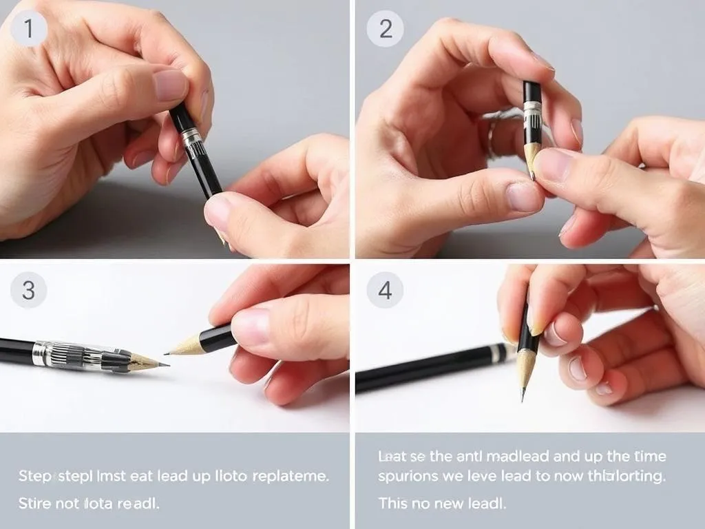 Person demonstrating proper mechanical pencil maintenance and lead replacement