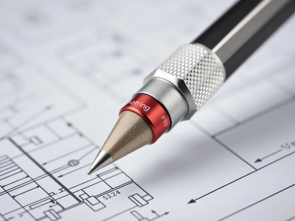 Rotring 600 mechanical pencil being used for detailed technical drawing