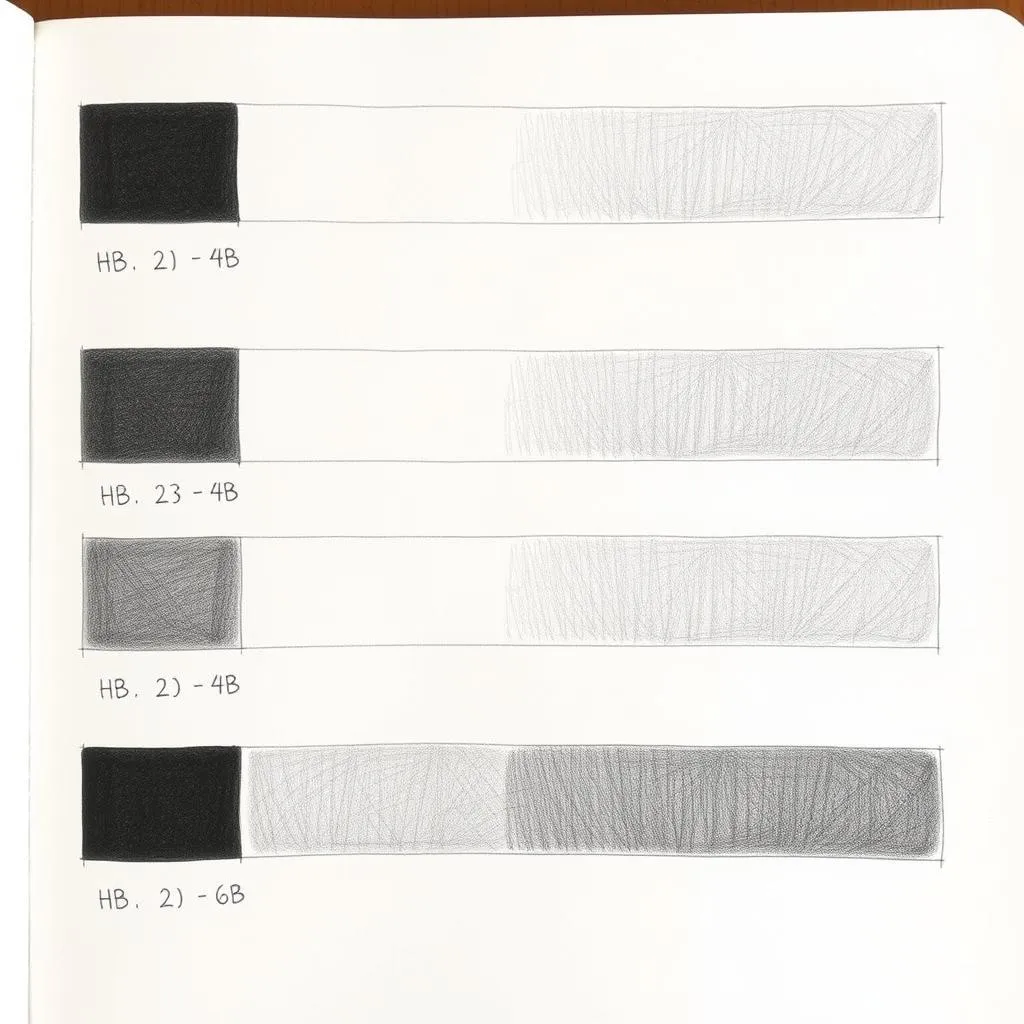 Value scales created with different pencil grades