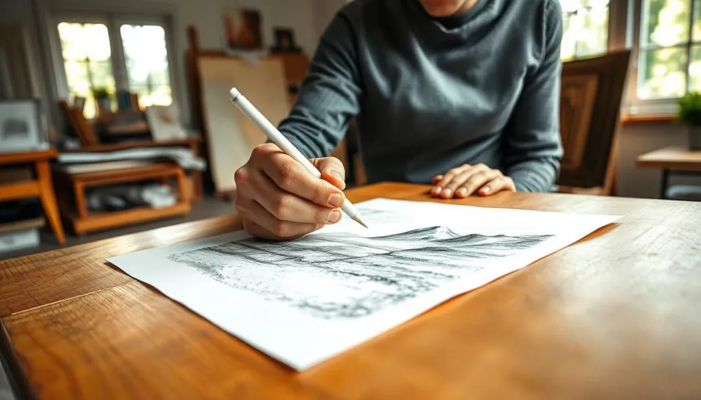 white charcoal pencil